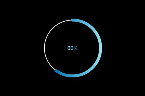 Minimal Circular Loading Progress Indicator Showing 60 Percent with Blue Ac.. Иллюстрация