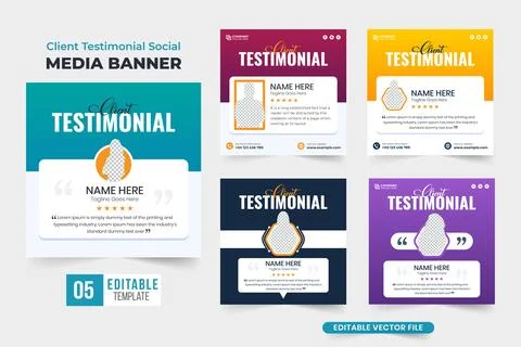 Minimal client review layout design bundle for websites and social media ma.. Stock Illustration
