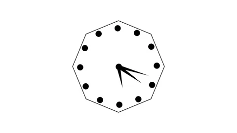 Minimal clock face rotating hands clip. Video stock 332089388