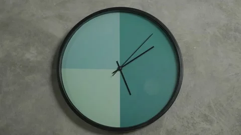 Minimal clock going around on grey background. Time concept. Stock Footage 178483171