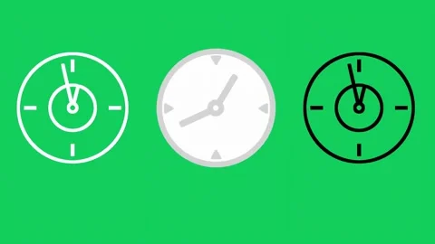Minimal Clock Timer Icon Set with Analog Time Symbols on Green Background Vídeos de archivo 327175979