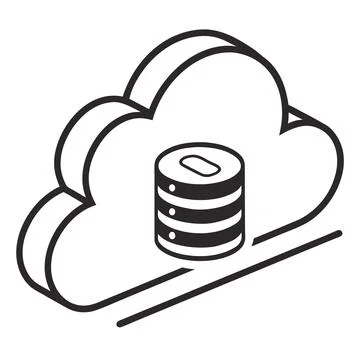 Minimal Cloud Database Storage Icon Vector Isolated on White Stock Illustration