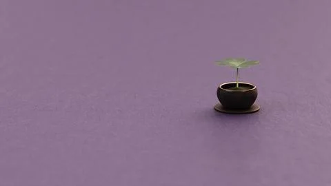 Minimal Clover Plant in Pot on Soft Purple Background Stock Illustration