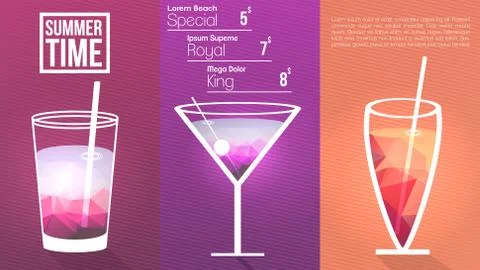 Minimal Cocktail Menu Template - Vector Illustration. Stock Illustration
