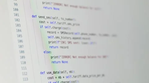 Minimal coding environment emphasizing clarity, maintainability and modern Stock Footage 332810378
