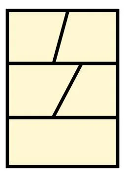 Minimal comic page layout with three vertical panels outlined in bold black.. Ilustração Stock