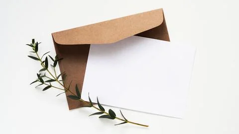 Minimal composition,mockup for greeting card or holiday invitation,flat lay.. Foto stock