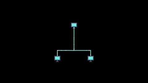 Minimal Computer Network Topology and Data Flow Pixel Art Motion Loop Stock Footage 342300444