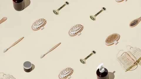 Minimal concept of eco-friendly cosmetics of hygiene and self-care. Stock Footage 220600337