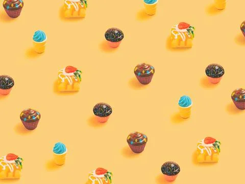 Minimal  concept.Trendy Candy pattern made with various  candy on bright ligh Stock Photos