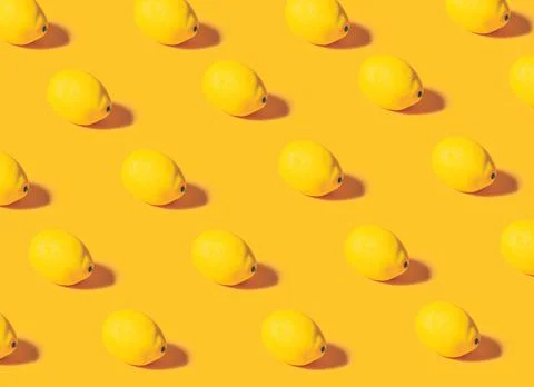Minimal  concept.Trendy Lemon pattern made with various Lemon Stock Photos