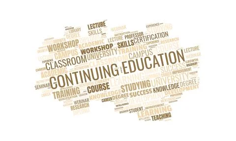 Minimal continuing education word cloud in soft neutral colors representing. Stock-Illustration