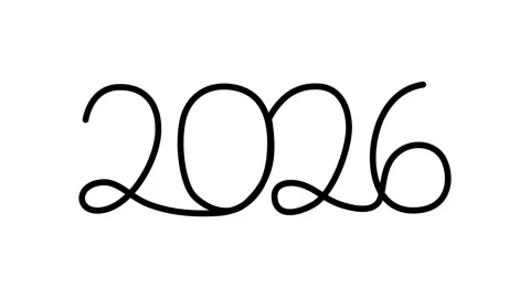 Minimal Continuous Line Typography Animation of 2026 New Year Stock Footage 318862068