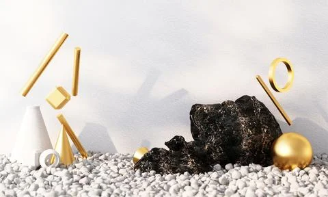 Minimal cosmetic background for product presentation. with stone and black ma Stock Illustration