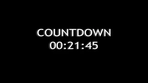 Minimal countdown clock visual bright white typography, digital time numbers Stock Footage 340479858