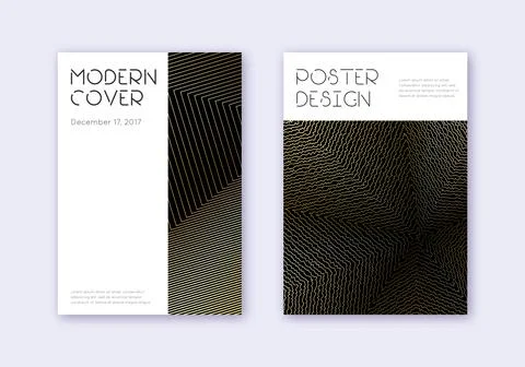 Minimal cover design template set. Gold abstract l Stock Illustration