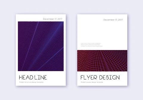 Minimal cover design template set. Violet abstract Stock Illustration