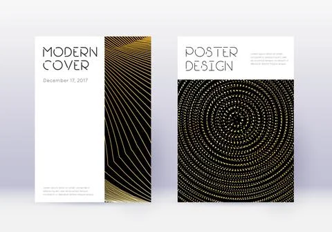 Minimal cover design template set. Gold abstract l Illustrazione stock