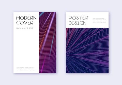 Minimal cover design template set. Violet abstract Stock Illustration