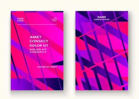 Minimal cover set design vector illustration. Neon halftone pink blue gradien Stock Illustration