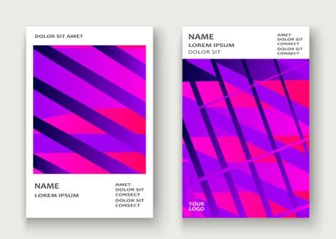 Minimal cover set design vector illustration. Neon halftone pink blue gradien Stock Illustration
