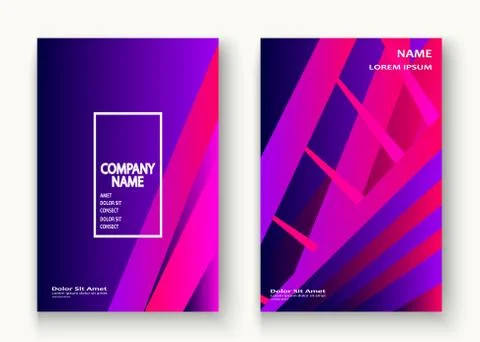 Minimal cover set design vector illustration. Neon halftone pink blue gradien Stock Illustration