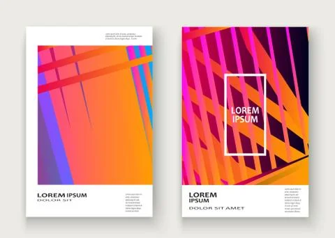 Minimal cover set design vector illustration. Neon halftone pink blue gradien Stock Illustration