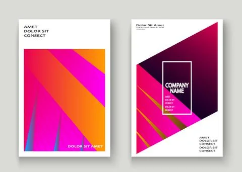 Minimal cover set design vector illustration. Neon blurred pink yellow gradie Stock Illustration
