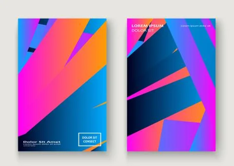 Minimal cover set design vector illustration. Neon blurred pink blue gradient Stock Illustration
