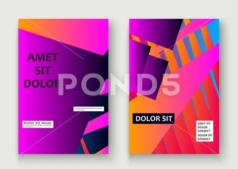Minimal cover set design vector illustration. Neon blurred pink purple gradie Stock Illustration