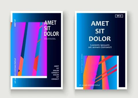 Minimal cover set design vector illustration. Neon blurred blue gradient. Abs Stock Illustration