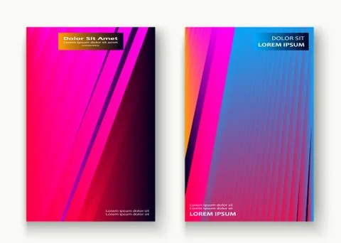Minimal cover set design vector illustration. Neon blurred pink blue gradient Stock Illustration