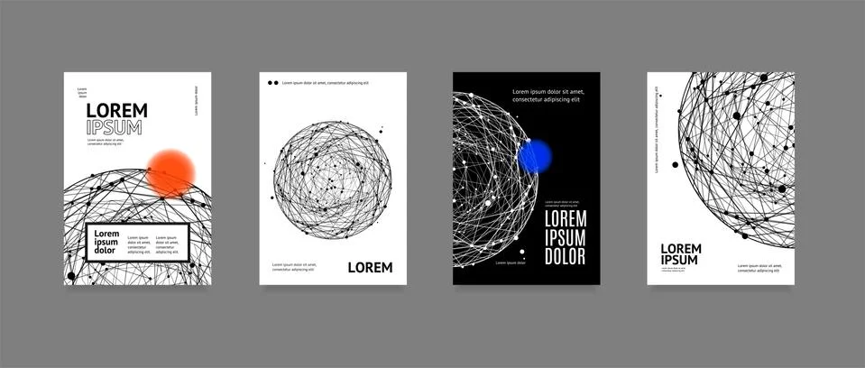 Minimal Covers Set with Future Geometric Design. Vector Stock Illustration