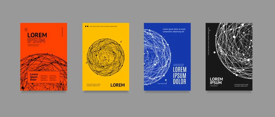 Minimal Covers Set with Future Geometric Design. Vector Stock Illustration