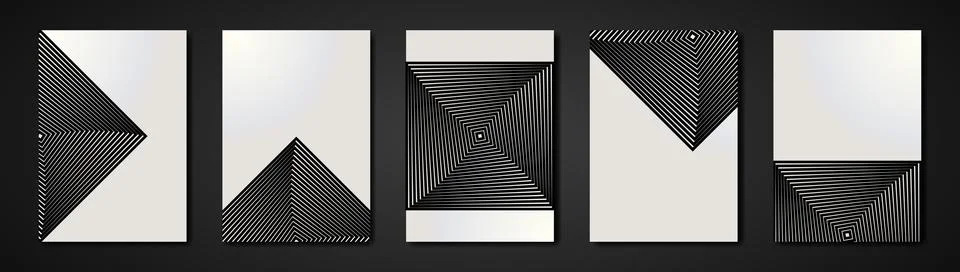 Minimal covers set. Future geometric design. Op Art squares in black an white Stock-Illustration