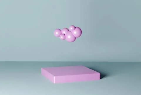 Minimal creative concept with cloud. Pink studio 3d stand platform. Abstract Stock Illustration