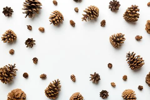 Minimal creative cone frame arrangement pattern on colored background . flat  Stock Photos