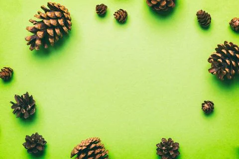 Minimal creative cone frame arrangement pattern on colored background . flat  Stock Photos