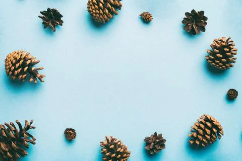 Minimal creative cone frame arrangement pattern on colored background . flat  Stock Photos