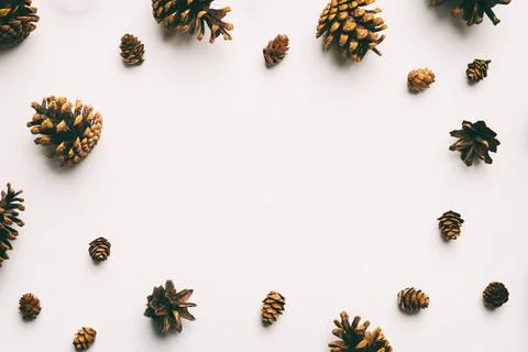 Minimal creative cone frame arrangement pattern on colored background . flat  Stock Photos