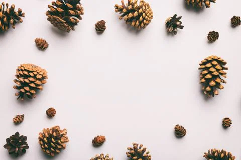 Minimal creative cone frame arrangement pattern on colored background . flat  Stock Photos