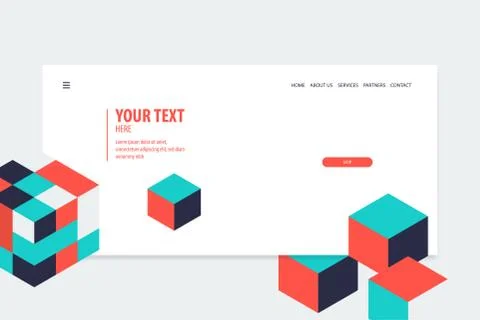 Minimal creative isometric web banner Stock Illustration