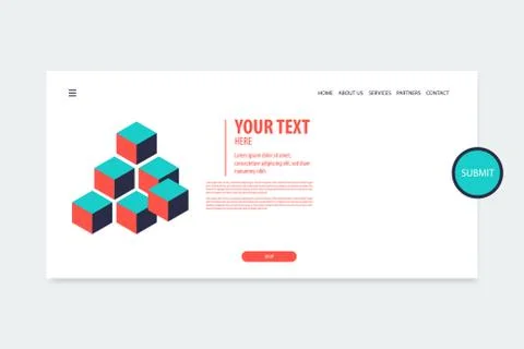 Minimal creative isometric web banner Stock Illustration