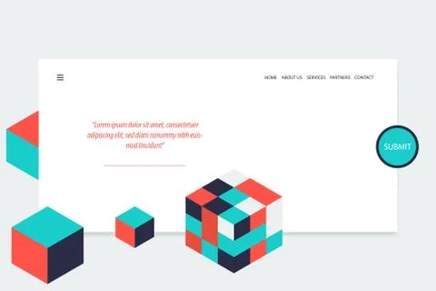 Minimal creative isometric web banner Illustrazione stock