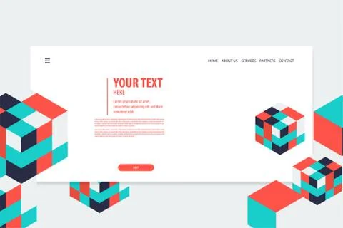 Minimal creative isometric web banner Illustrazione stock
