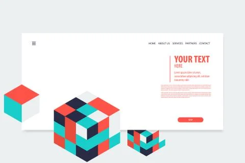 Minimal creative isometric web banner Stock Illustration