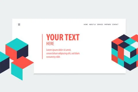 Minimal creative isometric web banner Stock Illustration