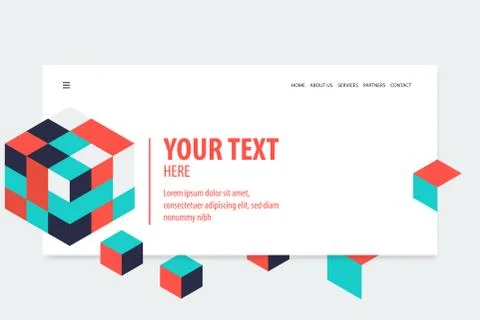 Minimal creative isometric web banner Stock Illustration