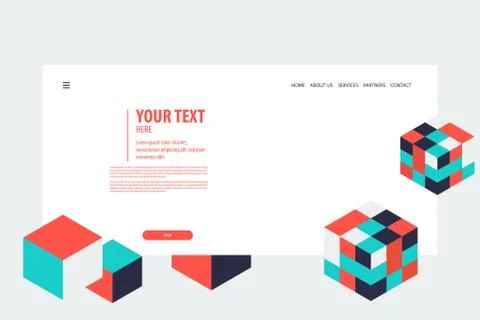 Minimal creative isometric web banner Stock Illustration