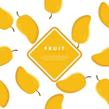 Minimal Creative Mango Fruit Background. Modern Horizontal Composition. イラスト素材